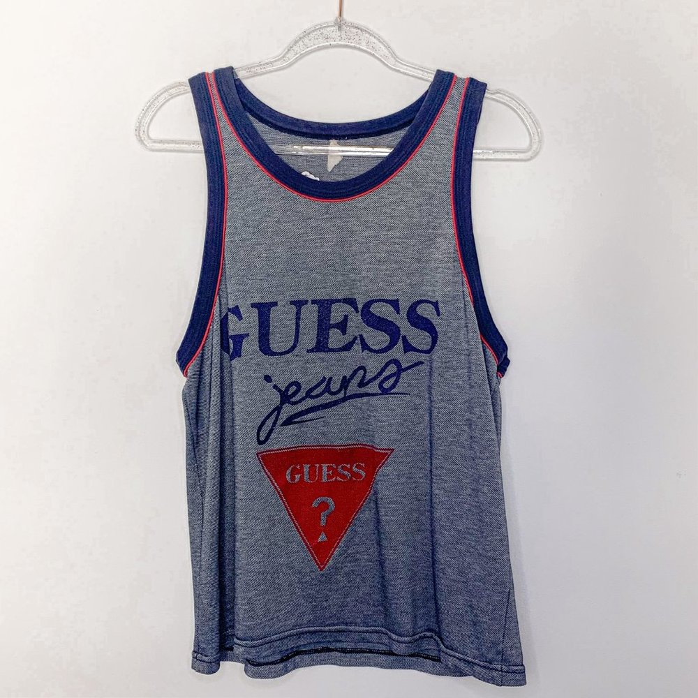 Vintage 80s GUESS jeans graphic tank top Size M